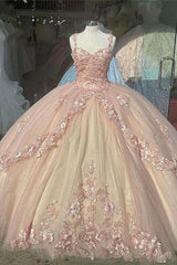 Retro Pink Sweetheart Appliqued 3D Flower A-Line Tulle 18 Birthday Quinceanera Dresses Evening Ball Gowns HZ0319