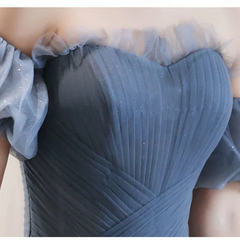 Beautiful Blue Glitter Gown Dress, Long Prom Long Dress Evening Gown
