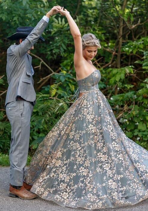 Sparkly Lace Prom Dress,Colored Wedding Dresses