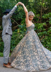 Sparkly Lace Prom Dress,Colored Wedding Dresses