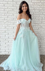 Off the Shoulder Prom Dresses Long, Sexy Graduation School Party Gown