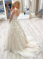 Open Back A-line Wedding Dresses, Bridal Dresses
