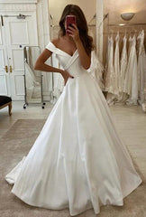Off the Shoulder A-line Wedding Dresses, Bridal Dresses