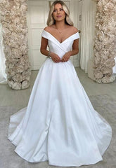 Off the Shoulder A-line Wedding Dresses, Bridal Dresses