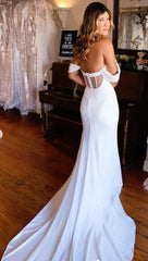 Off the Shoulder Chiffon Beach Wedding Dresses,Bridal Dresses