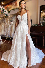Open Back A-line Wedding Dresses,Bridal Dresses