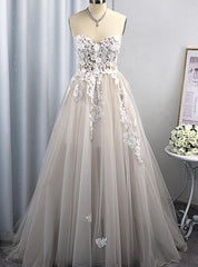 Sweetheart Sleeveless Sweep/Brush Train A-line Wedding Dresses DT1419