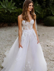 Sweetheart Sleeveless Sweep/Brush Train A-line Wedding Dresses DT1441