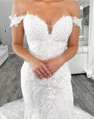Off the Shoulder Mermaid Tulle/Lace Wedding Dresses DT1560
