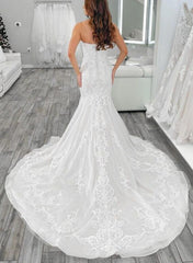 Off the Shoulder Mermaid Tulle/Lace Wedding Dresses DT1560