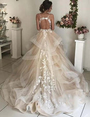 Backless Ruffles Puffy Skirt Wedding Dresses  DT1577