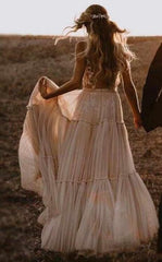 Deep V-neck Sexy A-line Beach Wedding Dresses DT1595