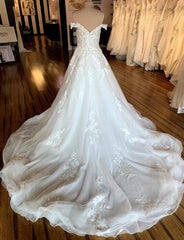 Off the Shoulder Tulle/Lace Wedding Dresses DTB106