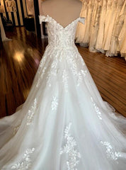 Off the Shoulder Tulle/Lace Wedding Dresses DTB106