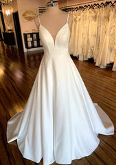 Open Back A-line Satin Wedding Dresses DTB107