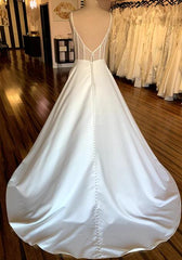 Open Back A-line Satin Wedding Dresses DTB107