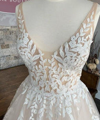 V-neck A-line Wedding Dress, Bridal Gown ,Dresses For Brides DTB133