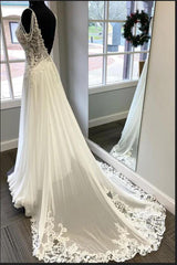 V-Back A-line Chiffon/Lace Beach Wedding Dress DTB159