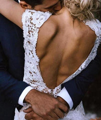 Cap Sleeves Open Back Mermaid Lace Wedding Dress DTB162