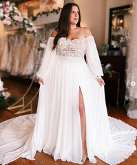Strapless Chiffon A-line Wedding Dress with Lace Bodice