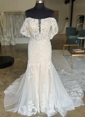 Off the Shoulder Mermaid Tulle/Lace Wedding Dress DTB166