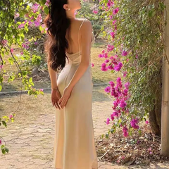 Sexy Mermaid Straps Ivory Satin Prom Dress 21th Birthday Outfits P685