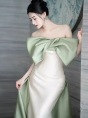 Mermaid Strapless Satin Party Dress Long Prom Dress P880