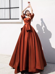Sexy Ball Gown Off The Shoulder Party Dresses Satin Prom Dresses P955