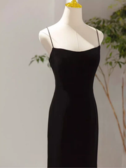 Mermaid Straps Black Velvet Long Prom Dresses P1013