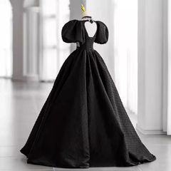 Princess Ball Gown Black Lace Long Prom Dress P1055