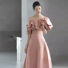 Simple Strapless Pink Long Prom Dress P1368