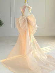 Sparkle A line Scoop Neckline Sequin Gold Long Prom Dress P1370