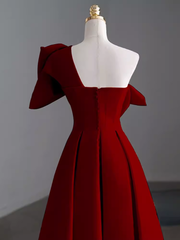 Simple A Line Strapless Red Floor Length Prom Dress P1705