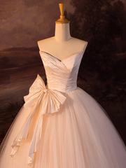 Beautiful A-Line Strapless Tulle Long Prom Dress Evening Dress P1845