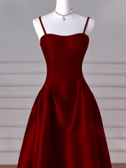 Gorgeous A line Straps Satin Burgundy Prom Dress P1878