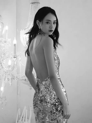 Sexy Mermaid Silver Sequin Prom Dresses Evening Dress P2155