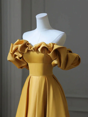Yellow Off Shoulder Long Formal Evening Dresses Prom Dress P2205