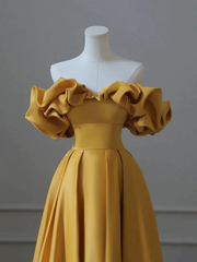 Yellow Off Shoulder Long Formal Evening Dresses Prom Dress P2205
