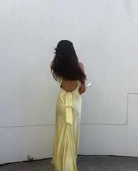 V-neck purple satin and floor length prom dresses evening gown SD1406