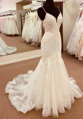 Straps Mermaid Tulle/lace Wedding Dress