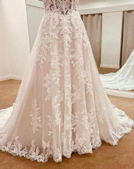 Straps A-line Lace Wedding Dress