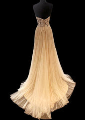 Strapless A-line Tulle Wedding Dress with Lace Top