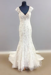 Open Back Mermaid Wedding Dress with Cap Sleeves