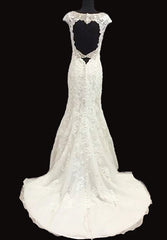 Open Back Mermaid Wedding Dress with Cap Sleeves