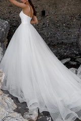 A-line shoulder strap auditorium casual wedding dress white minimalist bride dress