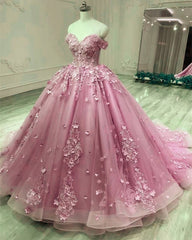 Tulle Ball Gown 3D Lace Appliques Dress