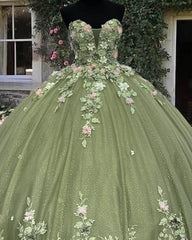 strapless tulle ball gown dress with pink floral flowers