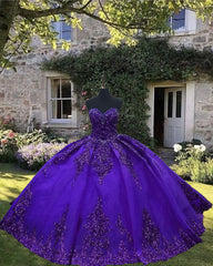 Sequin Pattern Ball Gown Tulle Sweetheart Quinceanera Dress