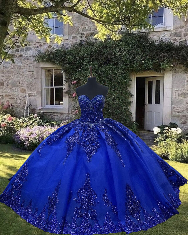 Sequin Pattern Ball Gown Tulle Sweetheart Quinceanera Dress