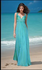 La Femme Empire-Waist Ruched Chiffon Prom Dress 20134